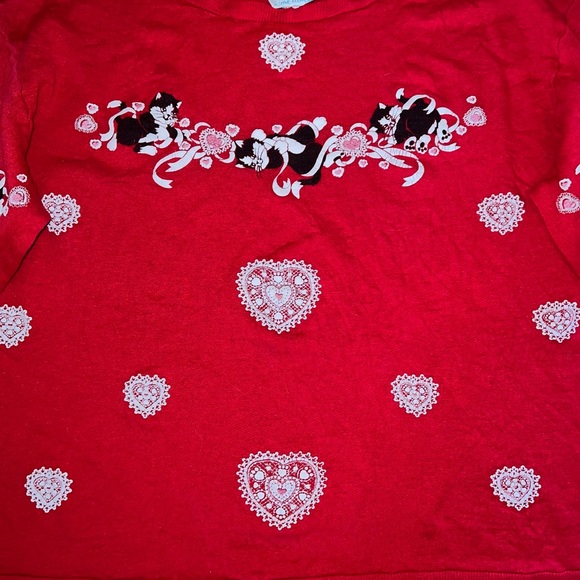Vintage Graphic Kitten Valentine Lacey Longsleeve - Picture 2 of 6